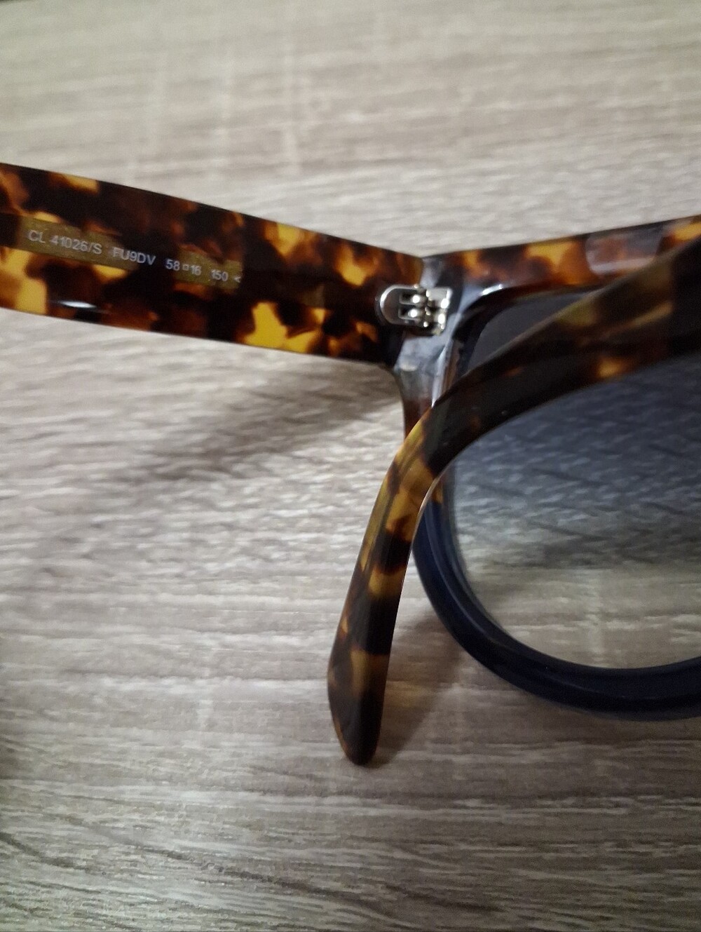 CÉLINE ShadowCL-41026 - Havana and Blue Flat Top Sunglasses - Flawed - Picture 6 of 16